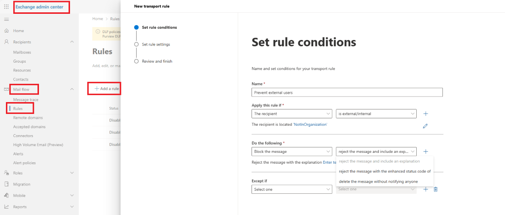 How can i block be sending emails to external id - Microsoft Q&A