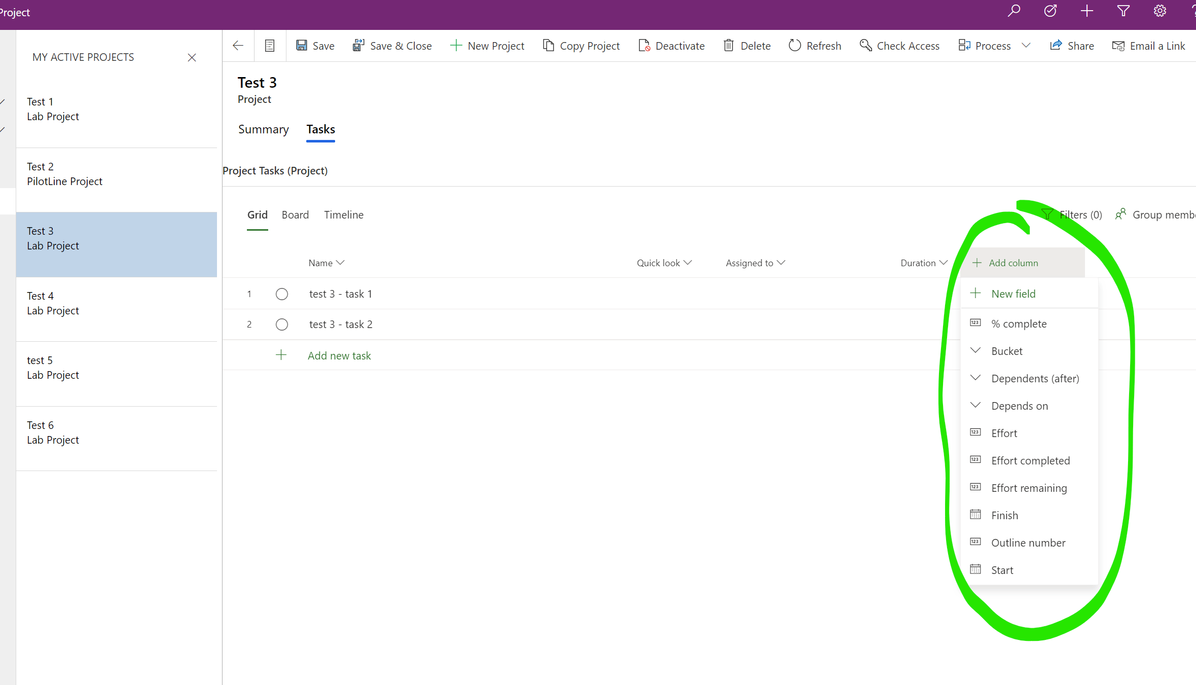 Project for the web - Custom field in task grid - Microsoft Q&A