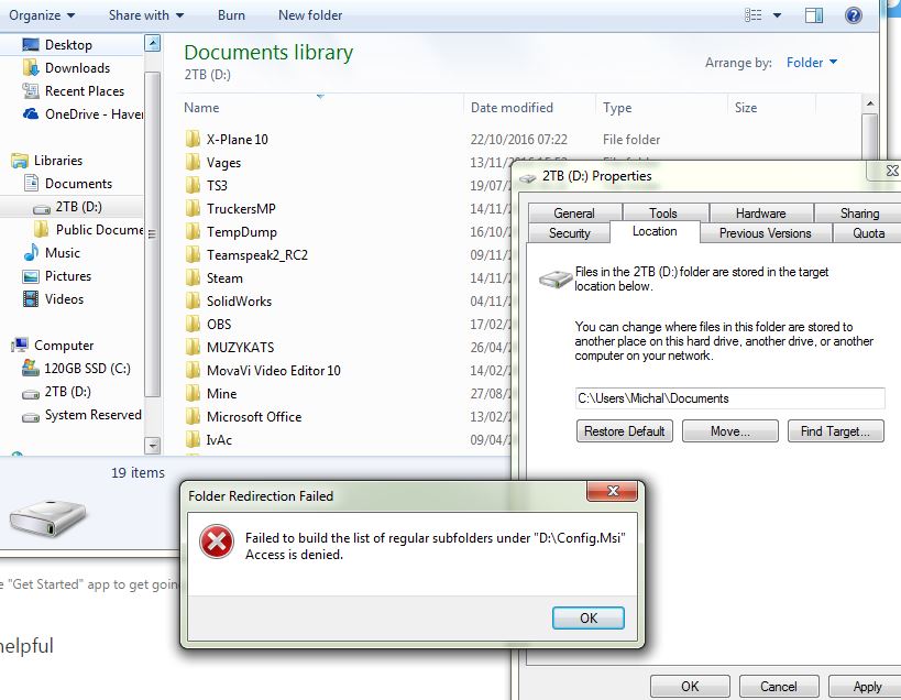 Folder redirection failed D:\Config.Msi - Microsoft Q&A