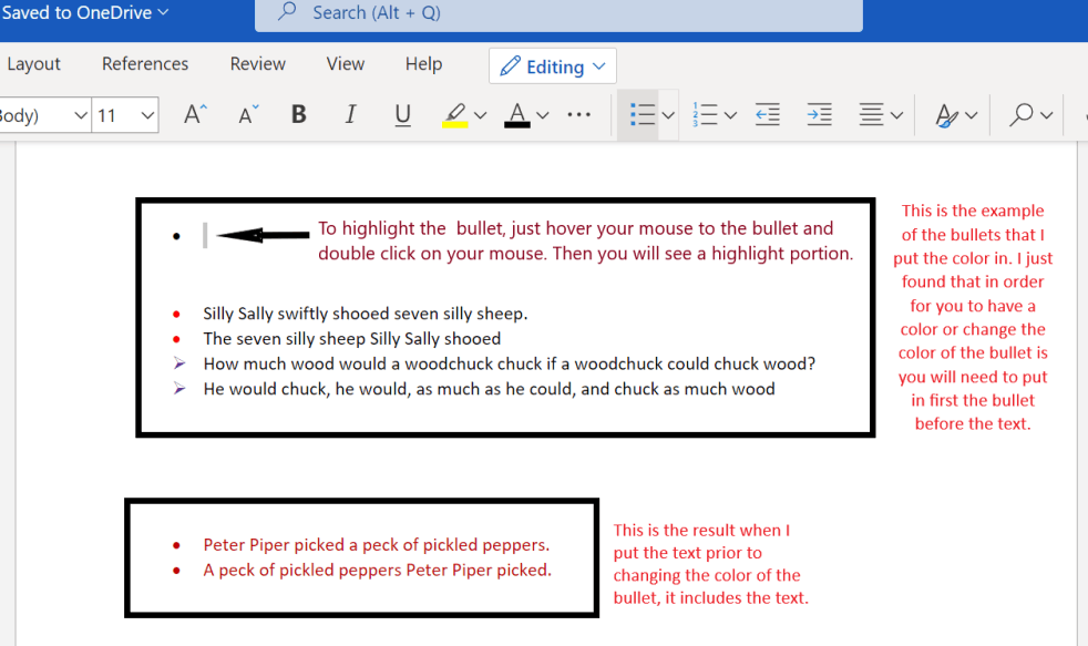 bullet colors in word online - not that easy - Microsoft Q&A