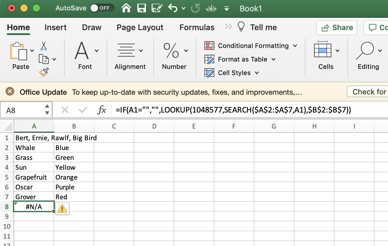 If function with Lookup and Search returning #N/A - Microsoft Q&A