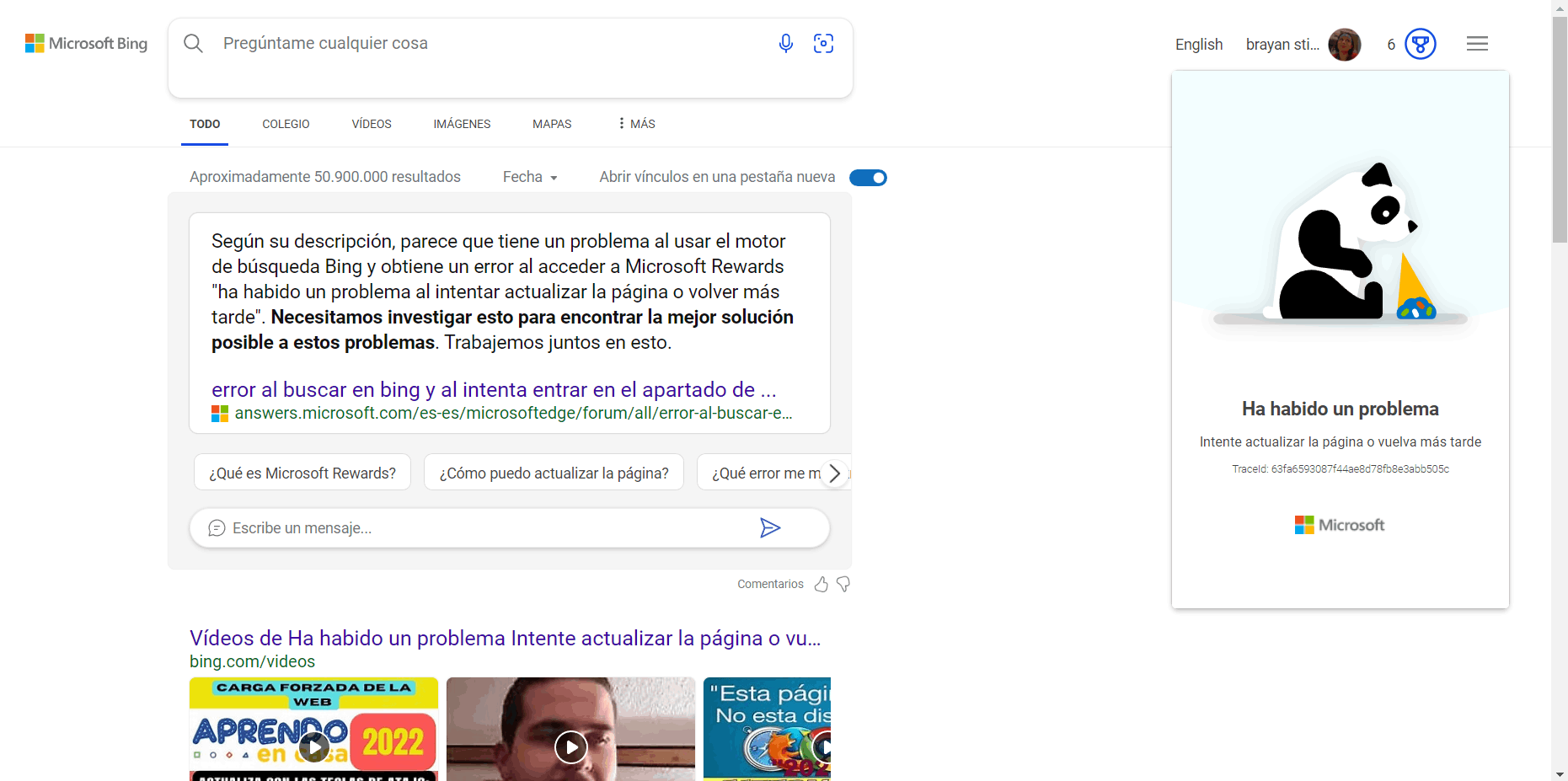 Error searching Bing - Microsoft Q&A