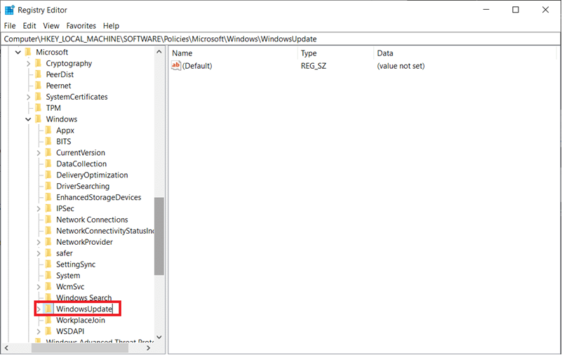 Rename the newly created key as WindowsUpdate and press enter to save. | Stop Automatic Updates on Windows 10