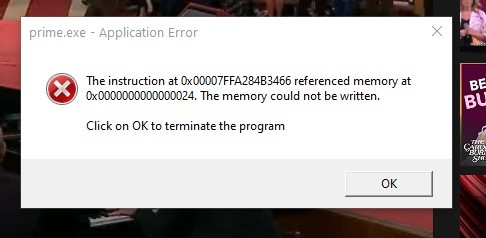 prime.exe - Application Error (What is this? Where did it