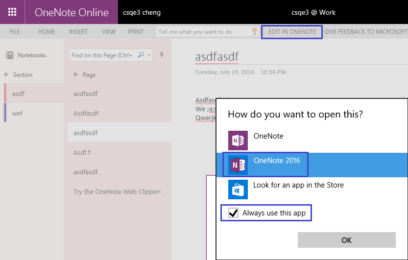 change default from onenote app to onenote application - Microsoft Q&A