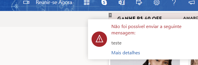User様 Outlook - Não foi possivel enviar a seguinte mensagem