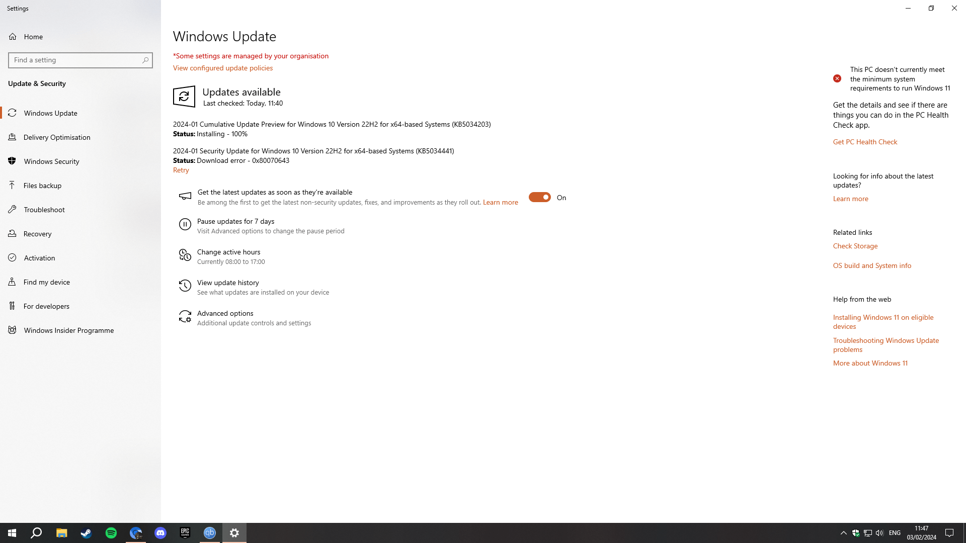 Windows Update stuck on 100% - Microsoft Q&A