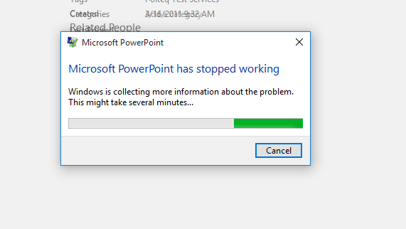 Powerpoint 2016 on Win10 crashes the moment I go to the 