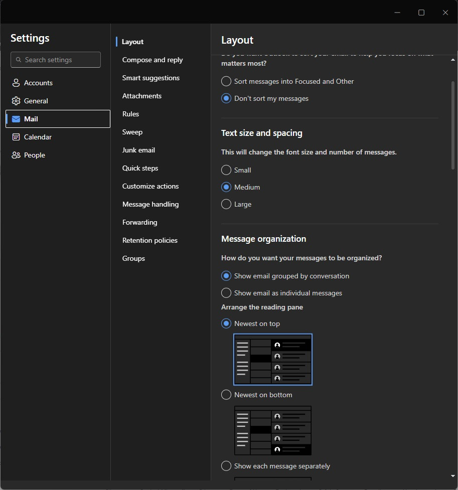 New Outlook doesn't allow scrolling down in settings - Microsoft Q&A
