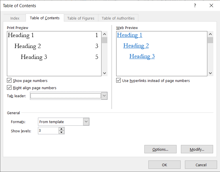 How to remove tab leaders in TOC in all levels? - Microsoft Q&A