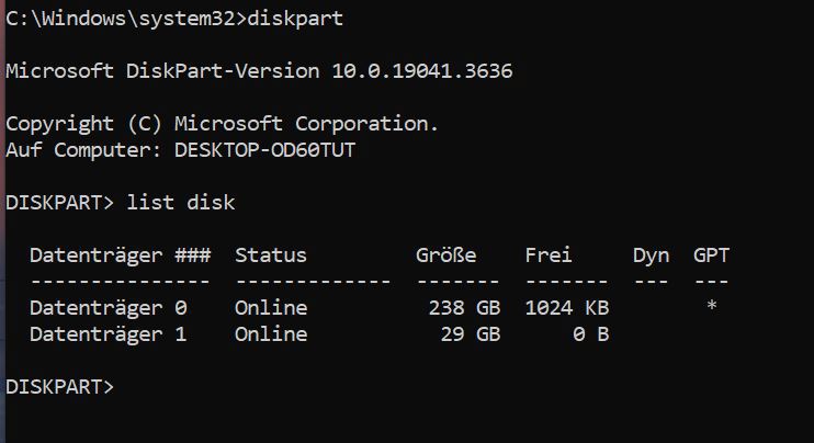 list disk