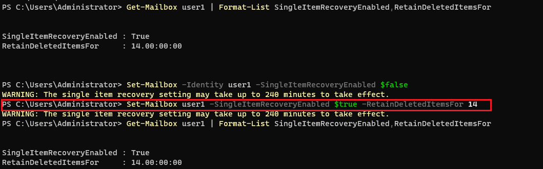 SingleItemRecoveryEnabled - Microsoft Q&A