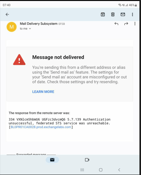 The response from the remote server was: 334 - Microsoft Q&A