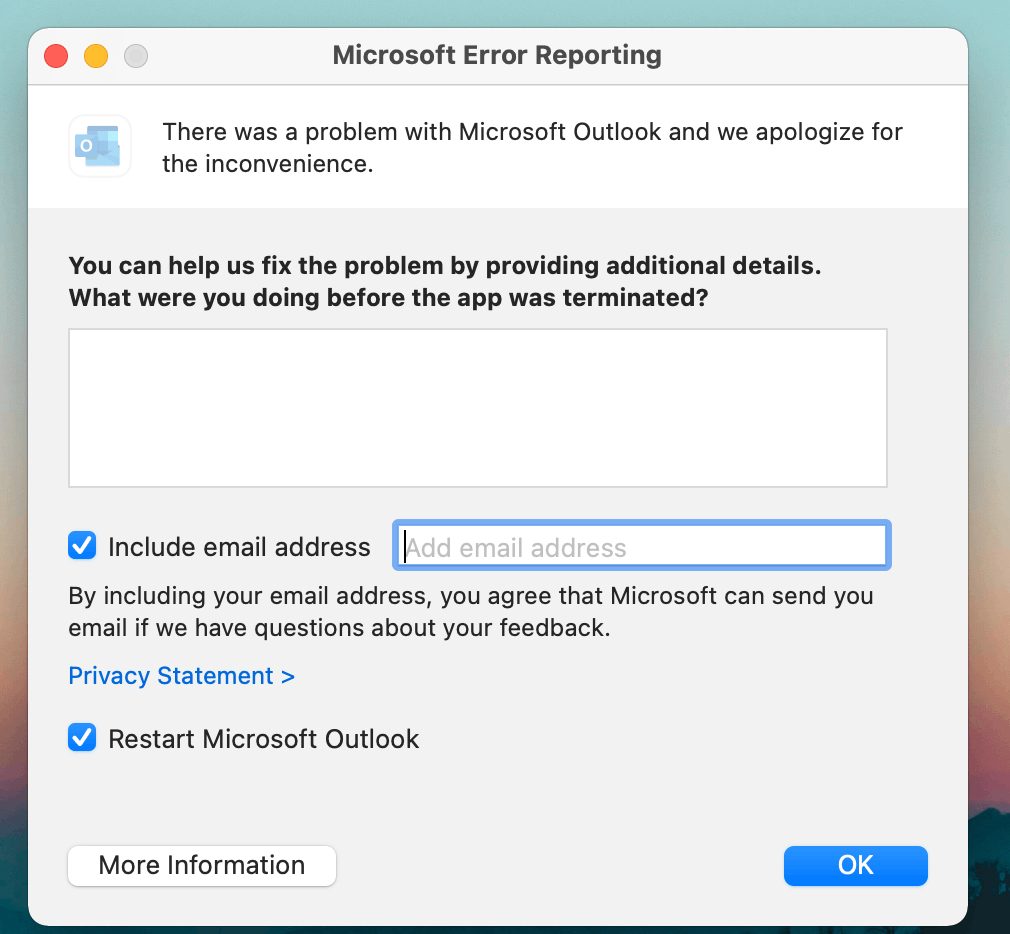Outlook error - can't access the app - Microsoft Q&A
