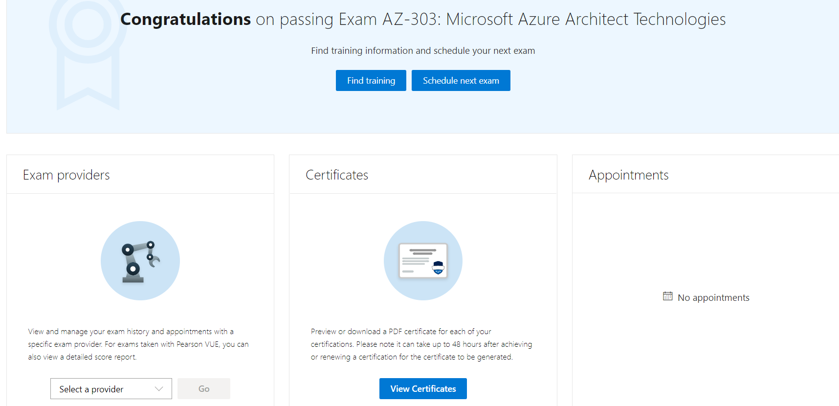 could not able to download AZ-303 certificate - Microsoft Q&A