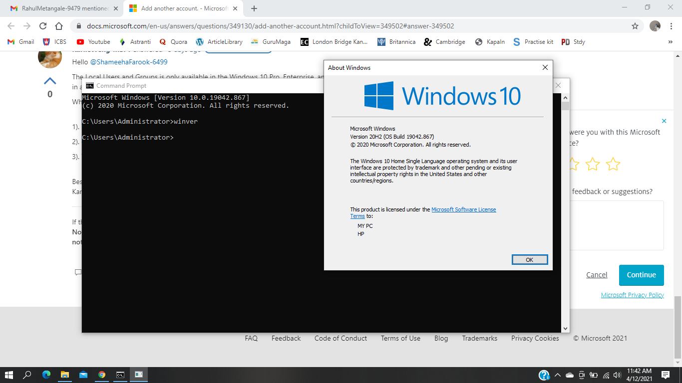 Add another account. - Microsoft Q&A