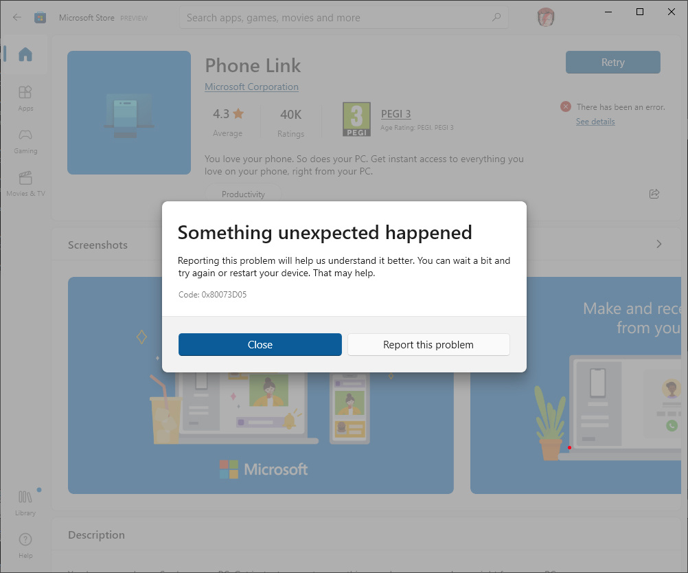 windows cannot access the specified device or path microsoft.your.phone ...