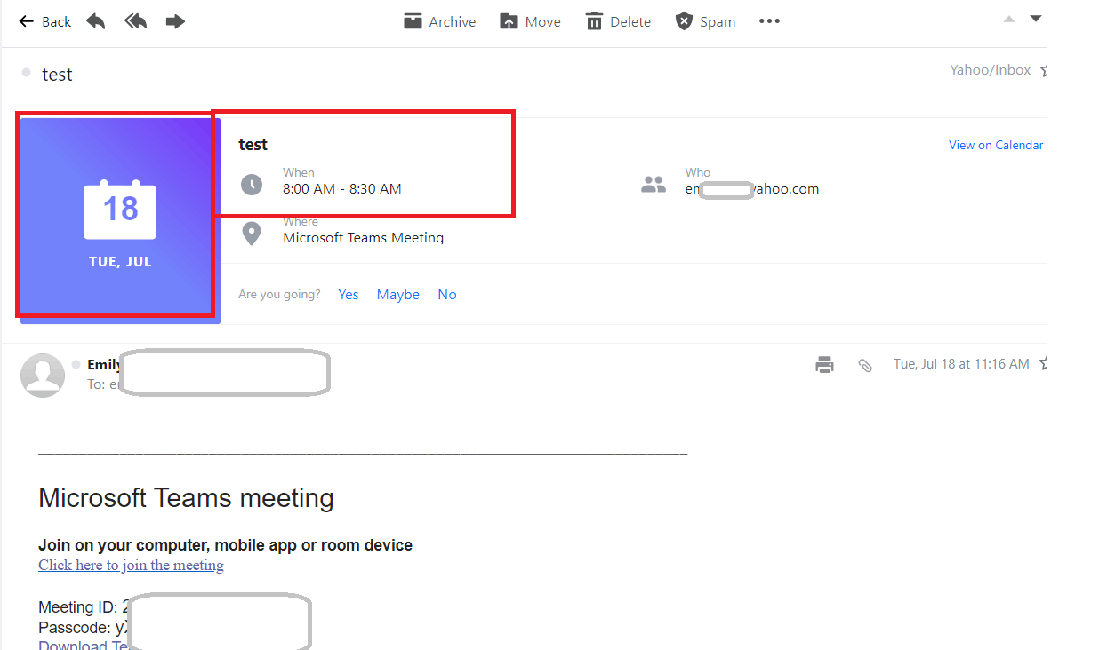 Cannot accept TEAMS meeting when invite is sent to my Yahoo email a/c ...