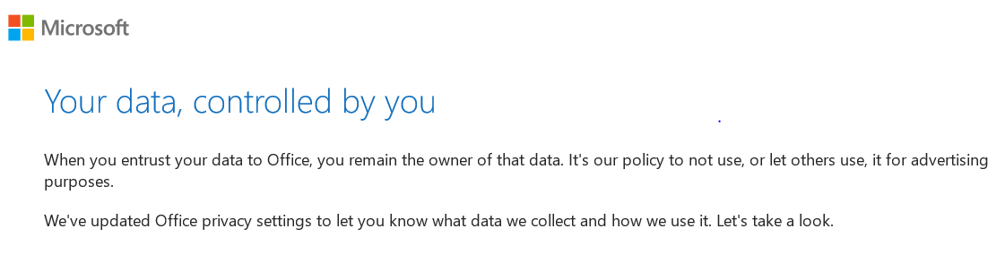 Data controlled by you notification - Microsoft Q&A