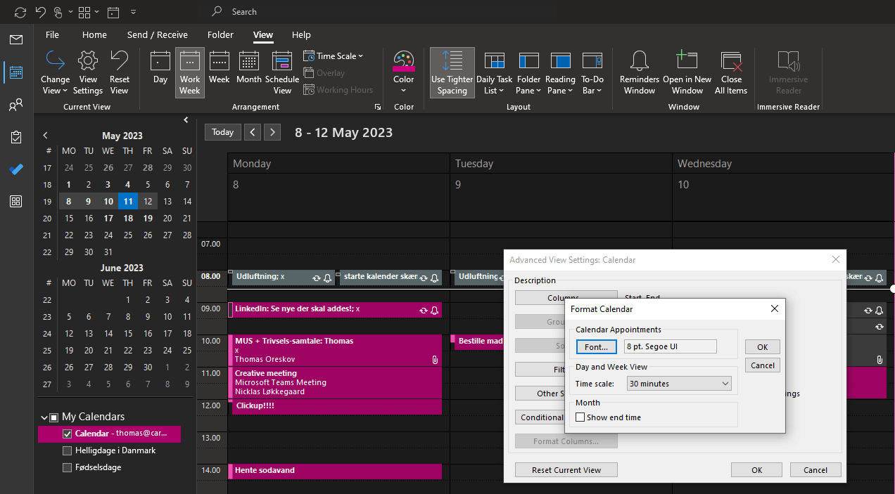 In outlook 365: How do I get the 