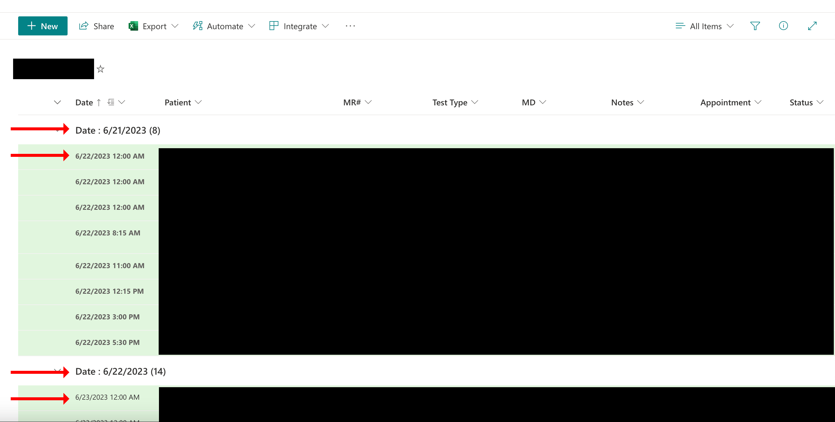 SharePoint list is grouped by date column, but the group heading and ...