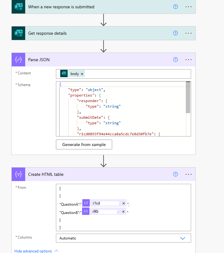 How to I create a flow that converts answers from a training request ...