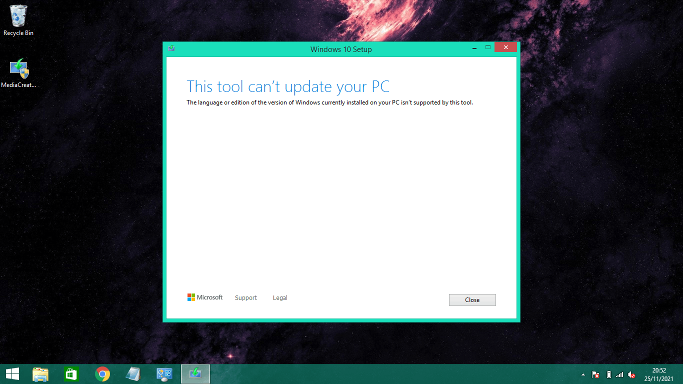 upgrade from windows 8.1 to windows 10 error The language or edition of ...