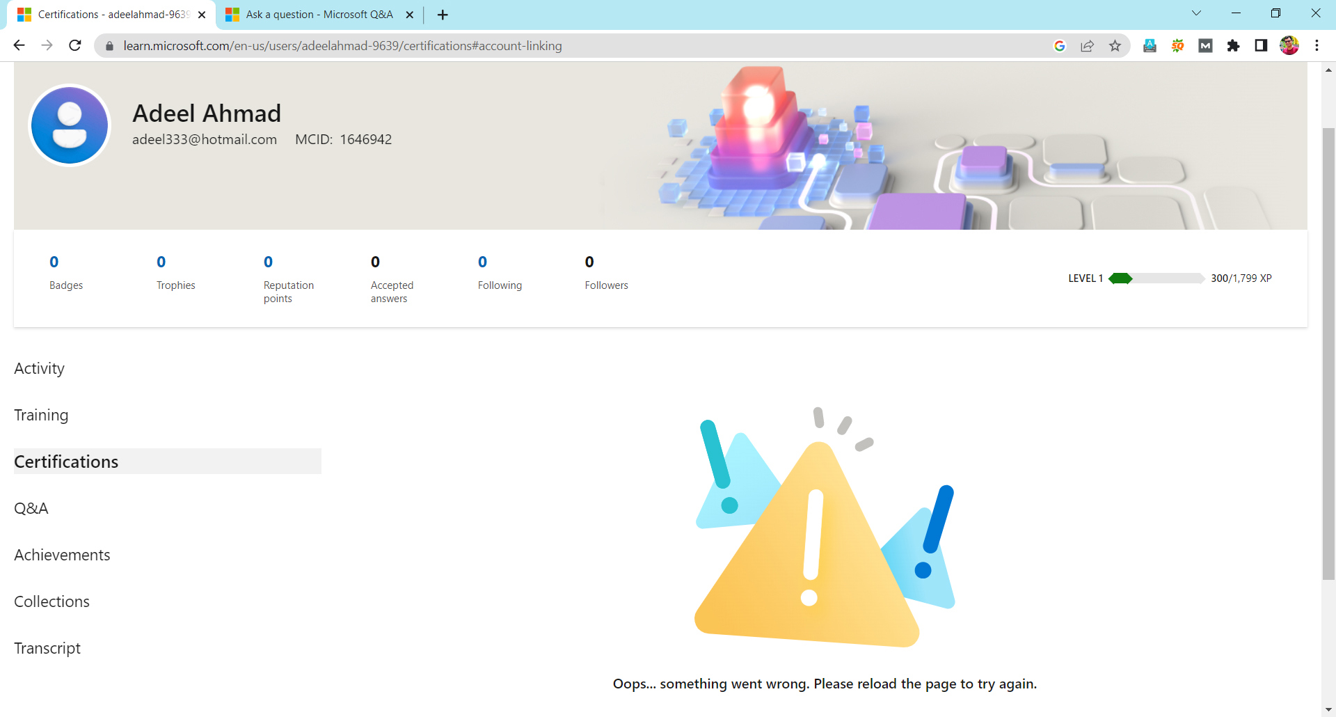 Microsoft-Learning-Error