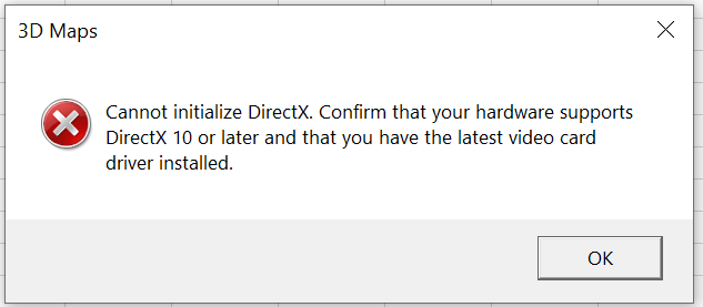 3D Maps encountered an error while contacting Microsoft Bing mapping ...