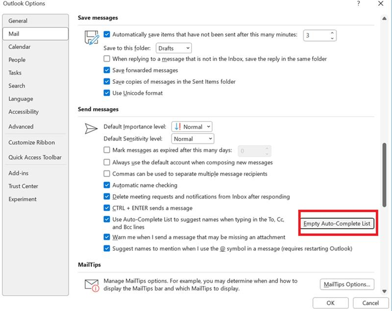 In classic Outlook in new email, the 