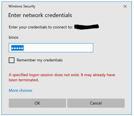 a specified logon session does not exist. it may already have been terminated