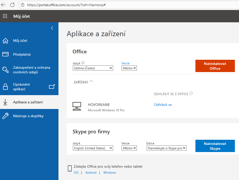 My Account MS - apps and devices