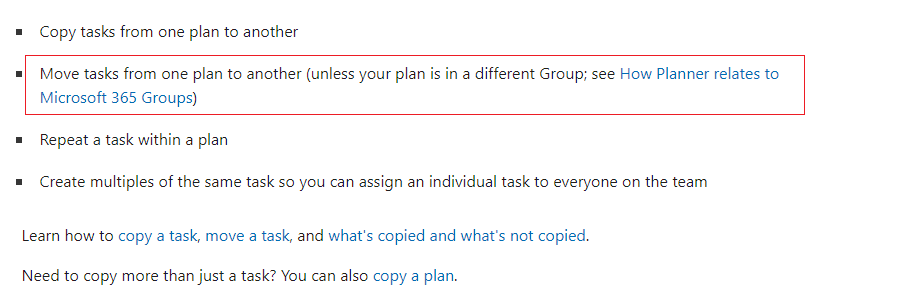 cannot move tasks between plans in planner - Microsoft Q&A
