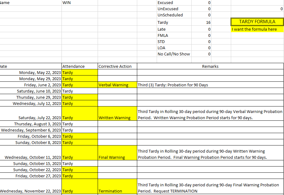 Counting Tardies within a 30 day rolling period and More - Microsoft Q&A
