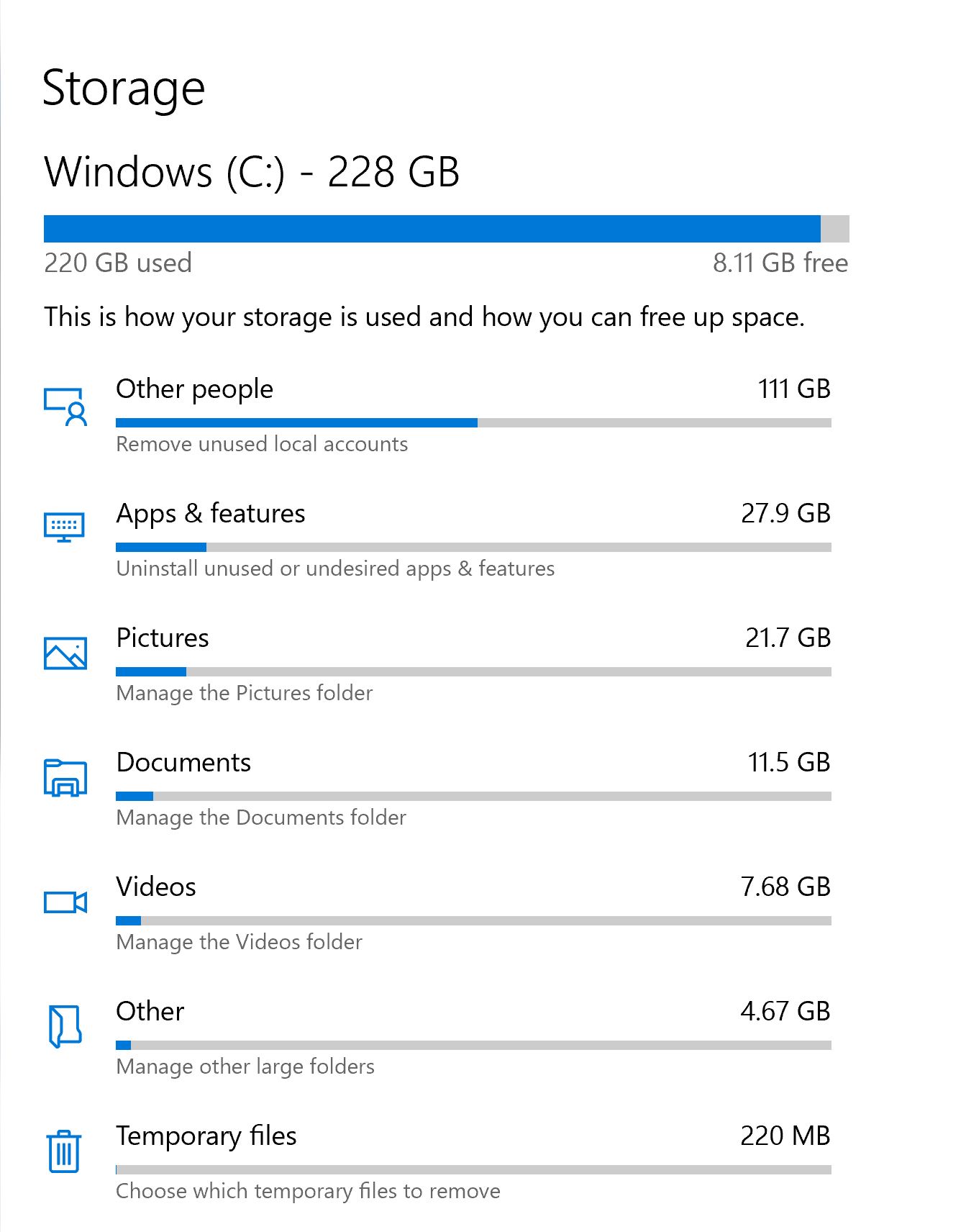 Other People taking up HD storage on Windows 10 HP Laptop. - Microsoft Q&A