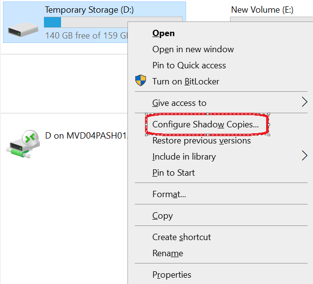 Create shadowcopy of a local drive to a network or external drive ...