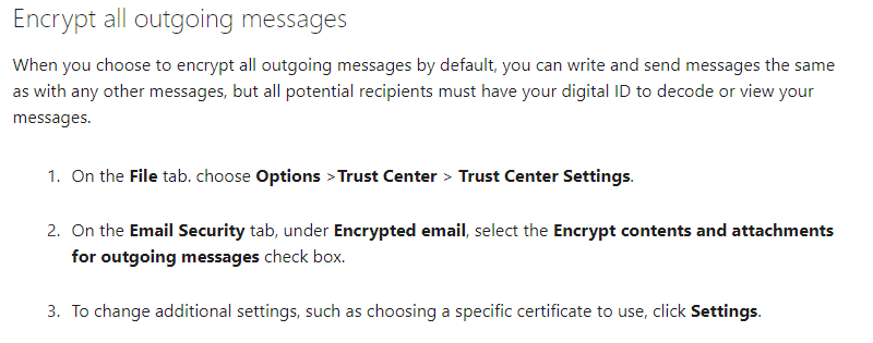How to set up encryption for outgoing emails - Microsoft Q&A