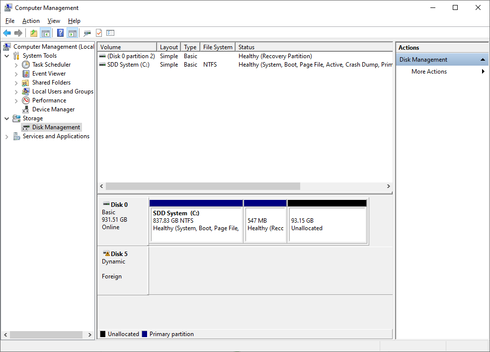 Drives set up with storage spaces not recognized after rebuilding SSD
