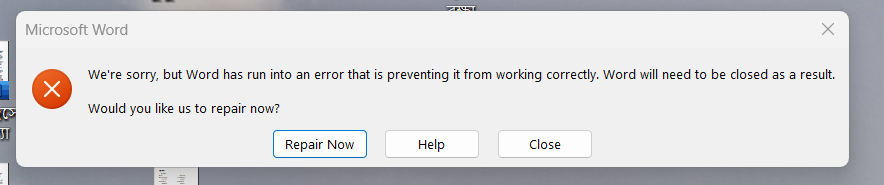 ms word stopped working. - Microsoft Q&A