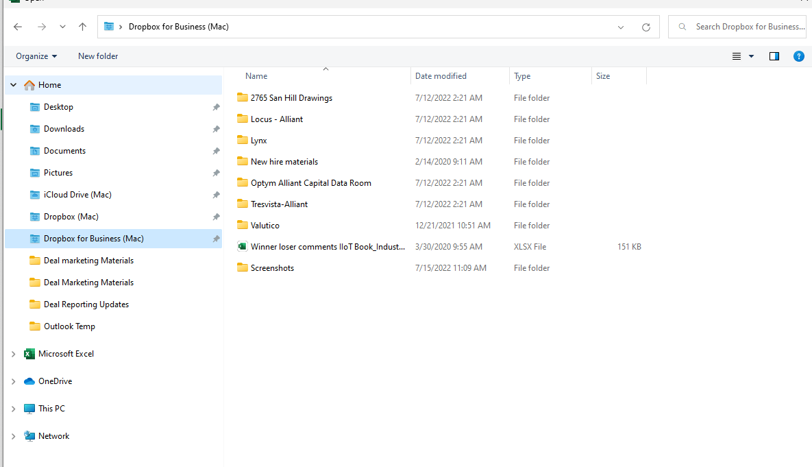 Accessing dropbox file trees from within Office365 apps--not working ...