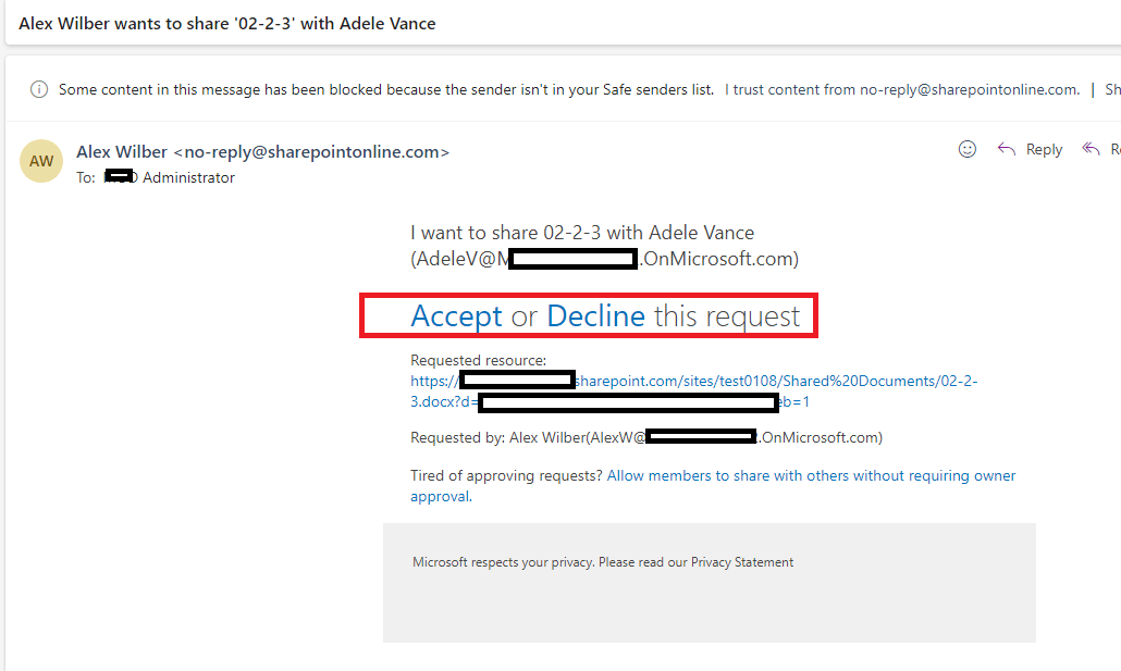 Additional approval for site access - Microsoft Q&A