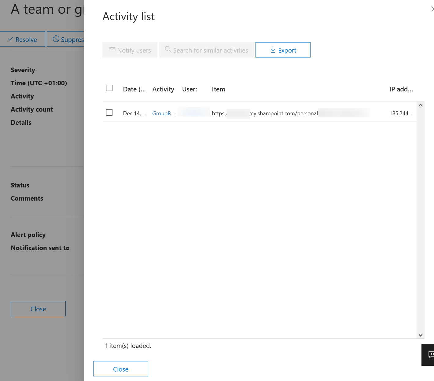 Group Removed alert - Microsoft Q&A