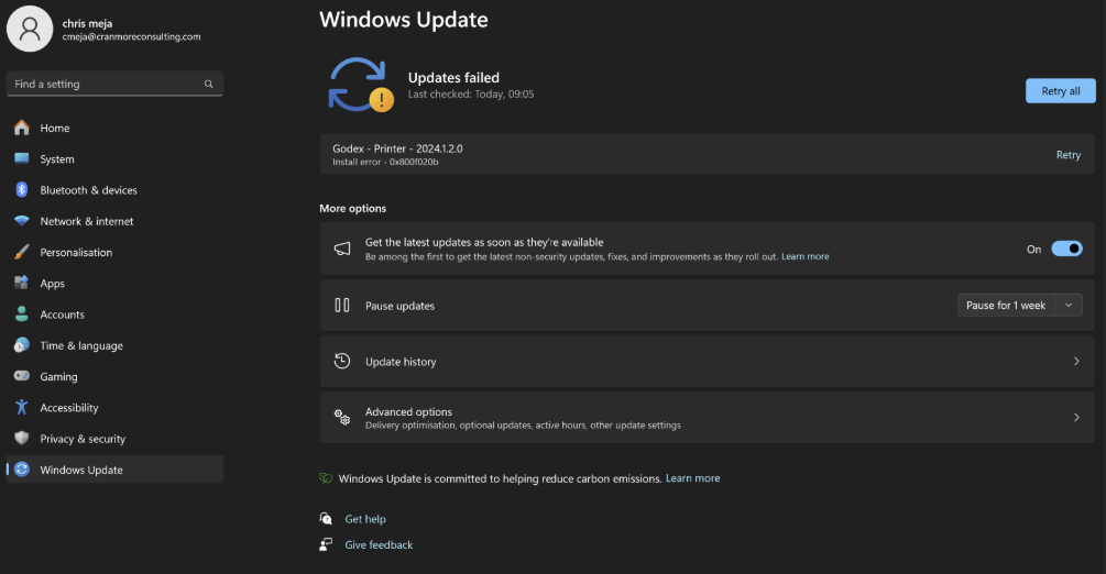 windows update failed - Microsoft Q&A