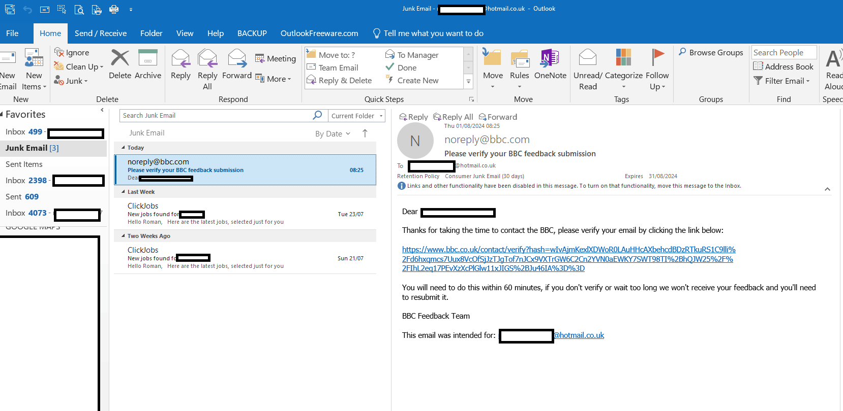 Emails marked as Not Junk KEEP falling in to Junk email folder ...