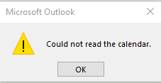 Outlook could not read the calendar - Microsoft Q&A