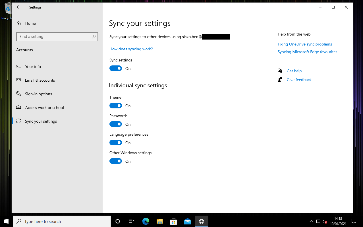 Can't get Settings to Sync on Windows 10 via ESR - Microsoft Q&A