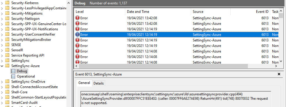 Can't get Settings to Sync on Windows 10 via ESR - Microsoft Q&A