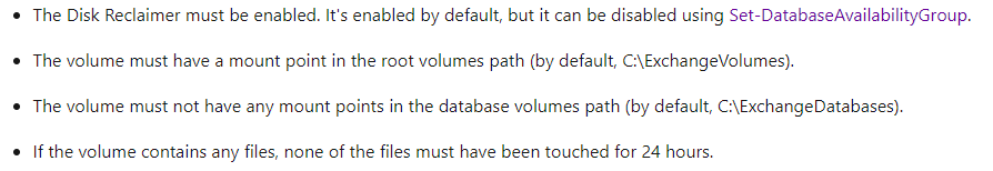 Exchange 2019 DAG Autoreseed Disk Reclaimer not working - Microsoft Q&A