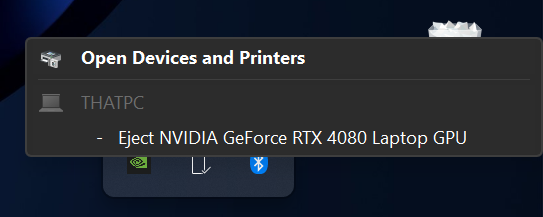 Laptop's gpu/graphics card ejectable like any removable media