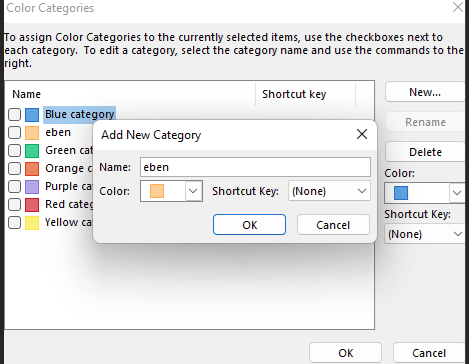 Is there a way to view the name of categories on emails other than ...